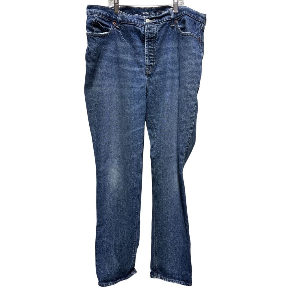 Old Navy Womens High-Rise Slouchy Straight Jeans Size 14 Blue Denim